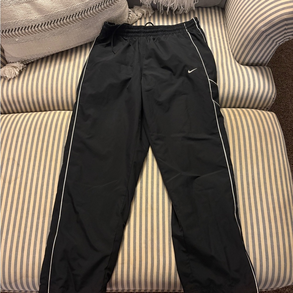 Y2K Nike Black Track Pants with White Trim